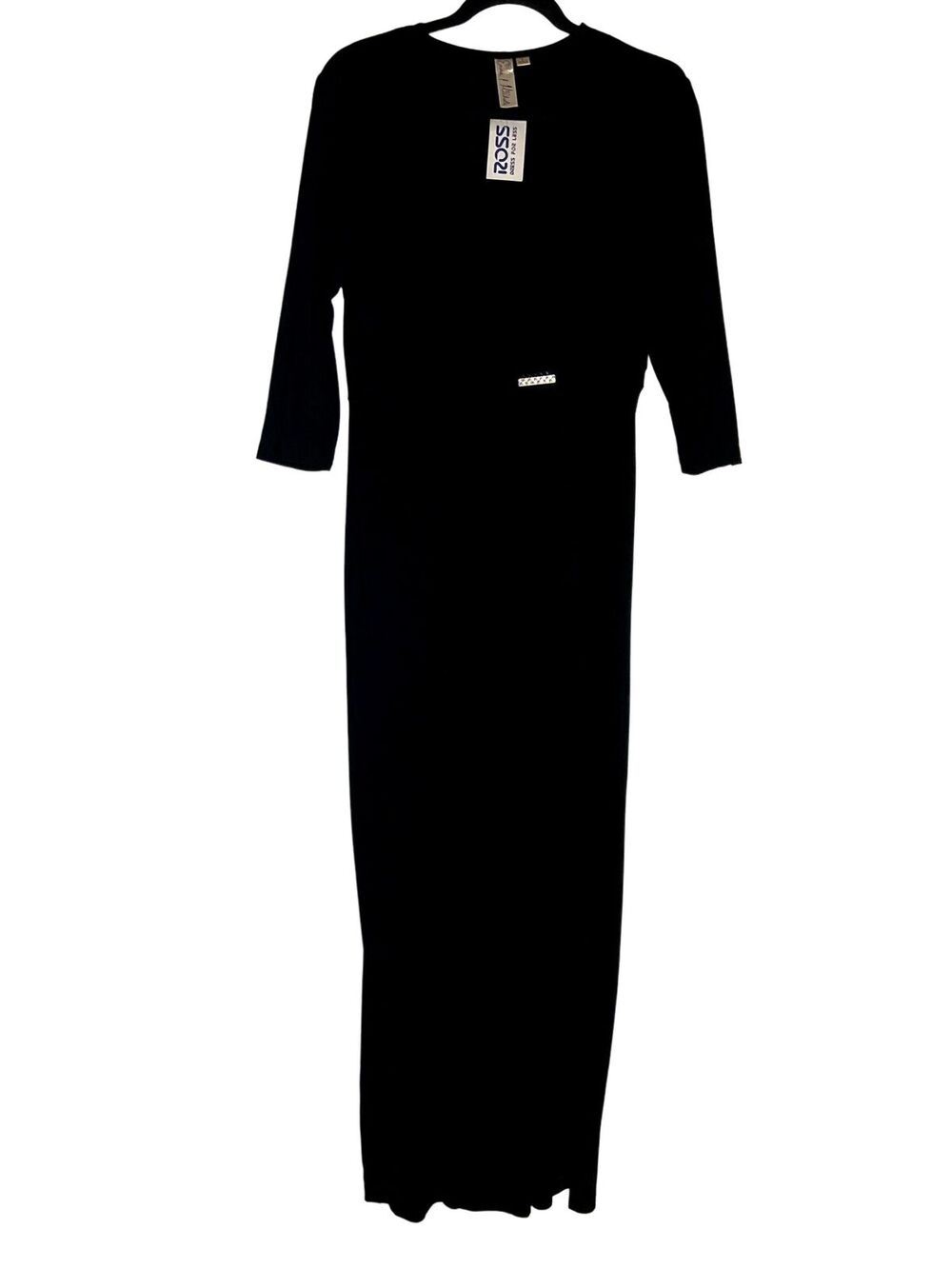 Emma & Michele Maxi Dress Size Large Black Faux Wrap Evening Glamour Drape